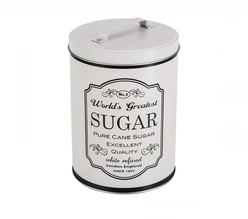 Sugar Canister, Sugar Tin Box Vintage Style, Farmhouse Kitchen