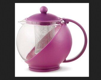 Conjunto de Bule de Chá com Infusor em Vidro Roxo – Chaleira de Chá em Borossilicato (1250ml)