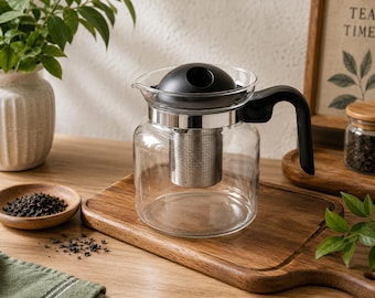 Glass Teapot with Stainless Steel Infuser – 42oz Tea Kettle