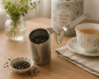 Infusor de té de acero inoxidable con mango largo