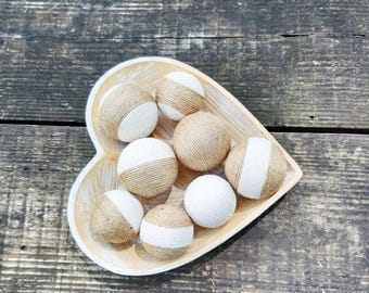 Dekorative Kugeln aus Baumwolle und Jute, 8er-Set, Herbst-Teigschüsselfüller
