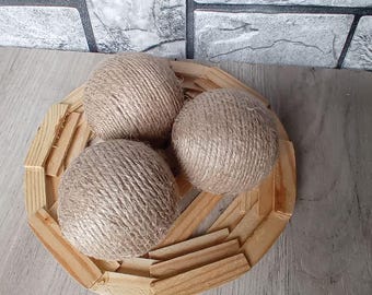 Bolas decorativas rústicas de yute, relleno para cuencos de estilo campestre, decoración cottagecore