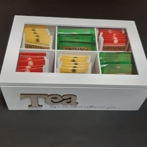 Rustic Wooden Tea Box with Compartments - Perfect Tea Lovers Gift & Organizer