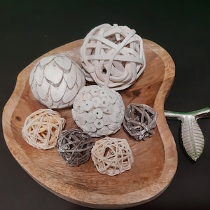 Set of 7 Decorative Balls, Rustic Bowl Filler for Farmhouse & Country  Décor, Neutral Table Décor