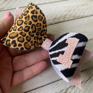 Wild Safari Pink Birthday Hair Bow, Wild 1, Young Wild and Three, Two Wild Birthday Hair Clip, Headband, or Hair Tie, 1st Birthday,