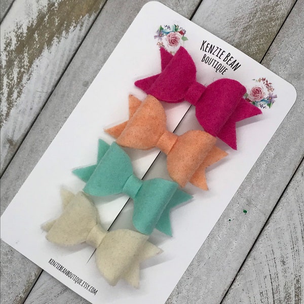 Super Soft Felt Hair Bows Set, Clips or Headbands, Hair Bows Toddler, Newborn, Girls Gift