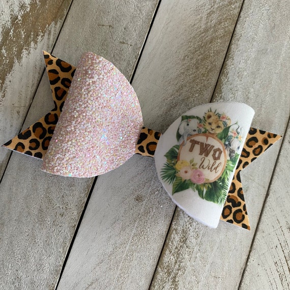 Wild Safari Birthday Hair Bow, Two Wild Birthday Hair Clip, Headband, or Hair Tie, 2nd Birthday,