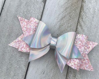 Pink Glitter and Holographic Hair Bow Hair bows for Girls