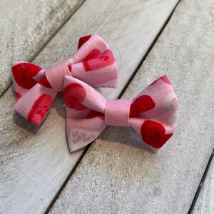 Tiny Valentines Bow with Conversation Hearts, Hair Bow, Clip or Headband, Single or Pigtails