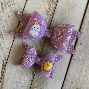 Purple Easter Hair Bows, Bunny or Chic Hair Bow, Clip, Headband, Hair Tie