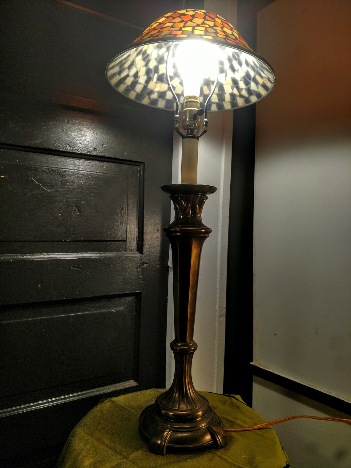 Vintage Brass Candlestick Lamp Etsy