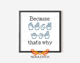Because f*** you that&#39;s why - ASL - Subversive Cross Stitch Pattern