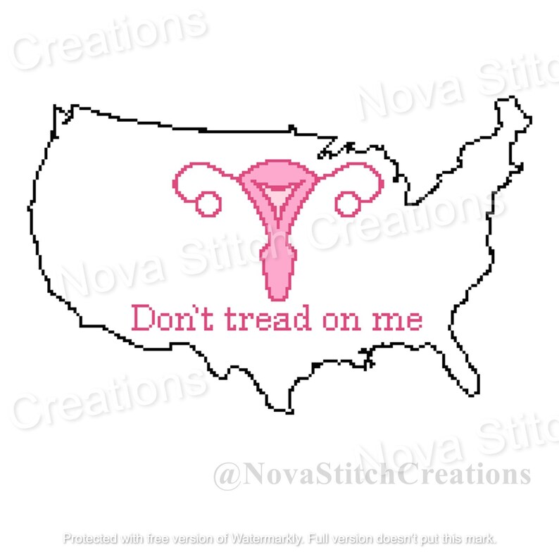 Don't Tread On Me Uterus United States Subversive Cross Stitch Pattern image 2
