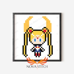 Magical Girl Moon Pixel Baby - Sailor Summer - Anime Inspired Cross Stitch Pattern