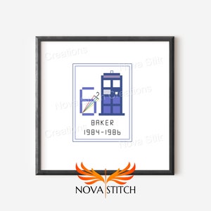 Sechster Doktor (Tag 06) - 13 Doctors of Geekmas - Whovian Cross Stitch Ornament
