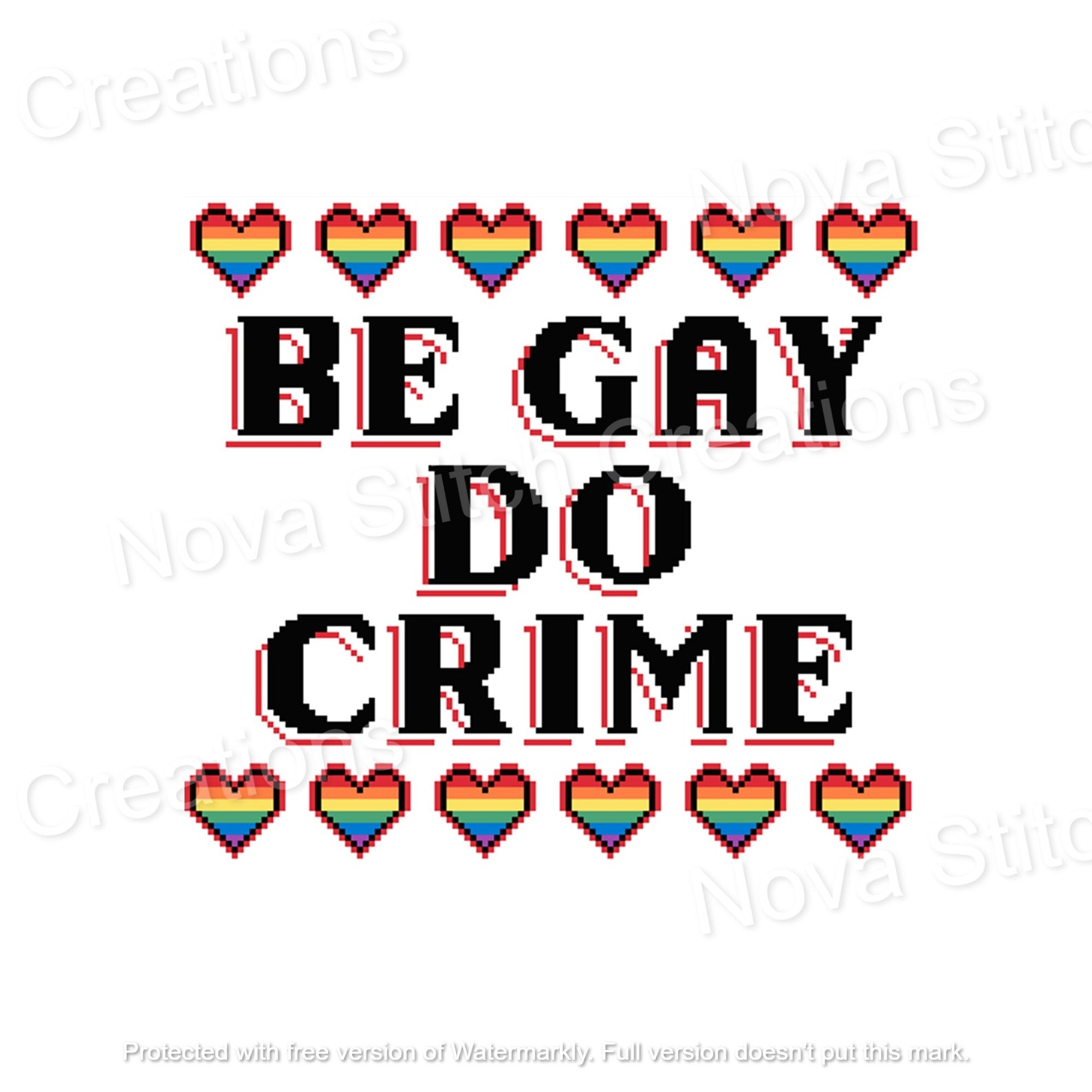 Be Gay Do Crime - Meme - Rainbow Heart - LGBTQ+ Cross Stitch Pattern - Etsy