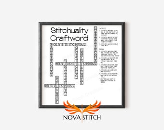 Stitchuality Craftword - Patrón de crucigrama - Humor - Patrón de punto de cruz subversivo