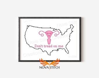 Don't Tread On Me (Uterus) - United States - Subversive Cross Stitch Pattern