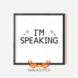 I&#39;m Speaking - Fly Swatter - Women&#39;s Power - Inspirational Cross Stitch Pattern