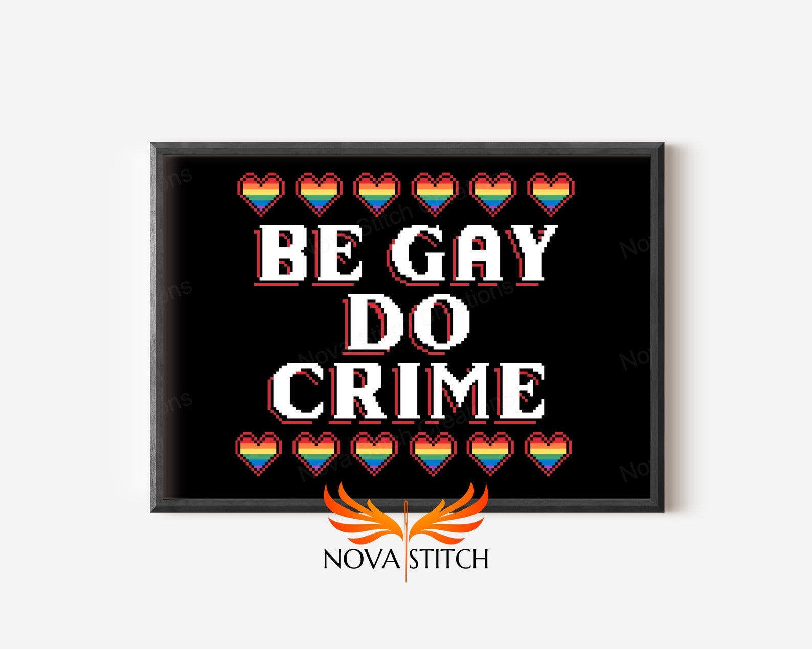 Be Gay Do Crime - Meme - Rainbow Heart - LGBTQ+ Cross Stitch Pattern - Etsy