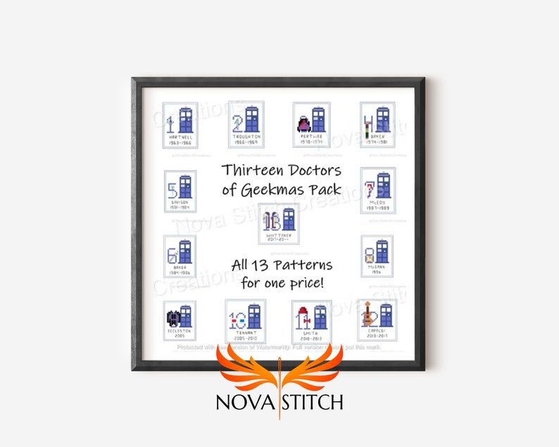 13 Doctors of Geekmas Pack from Nova Stitch Creations