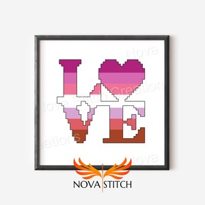 Lesbian Love is Love - Heart - Pride- LGBTQ+ Cross Stitch Pattern