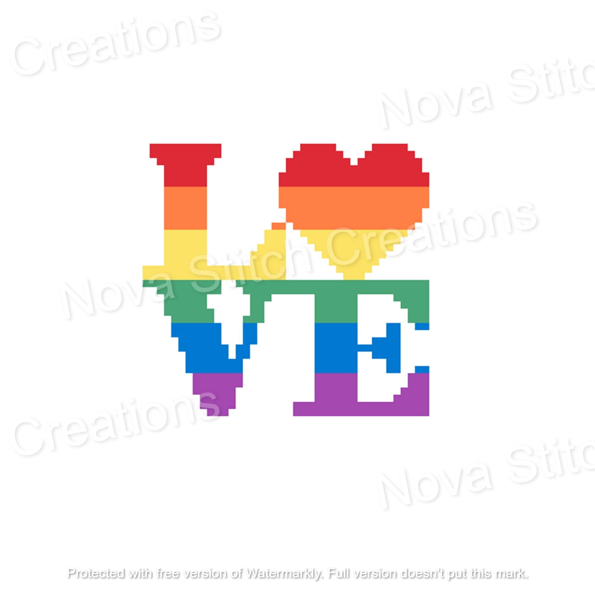 Rainbow Love is Love - Heart - Gay Pride- LGBTQ+ Cross Stitch Pattern ...