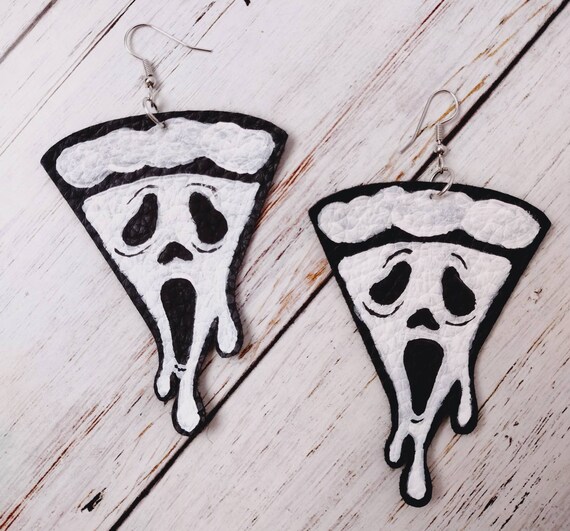 Handmade Ghostface Scream Movie Dripping Pizza Earrings Etsy
