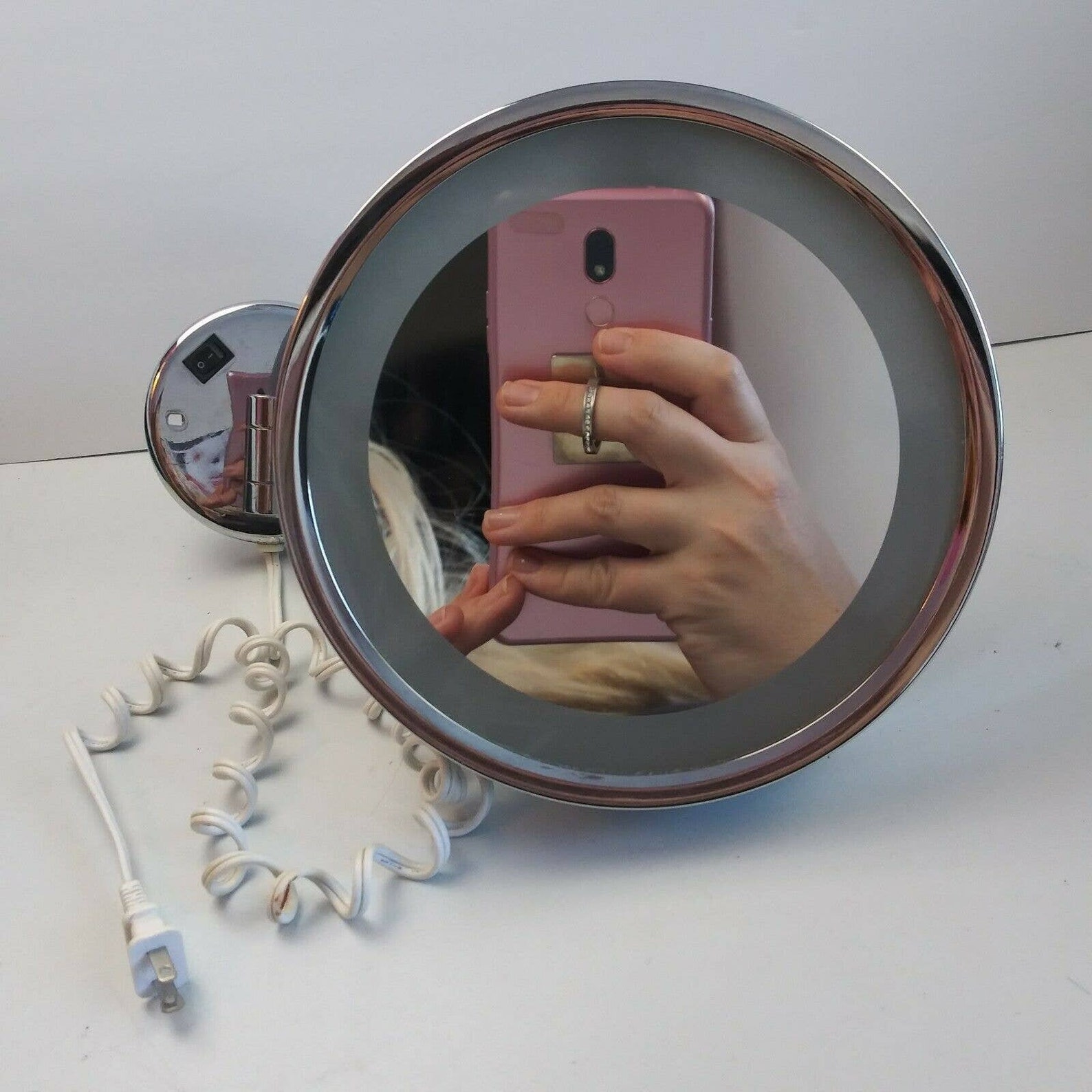 Vintage Magnifying Lighted Make Up Pull Out Mirror Wall Mount Etsy
