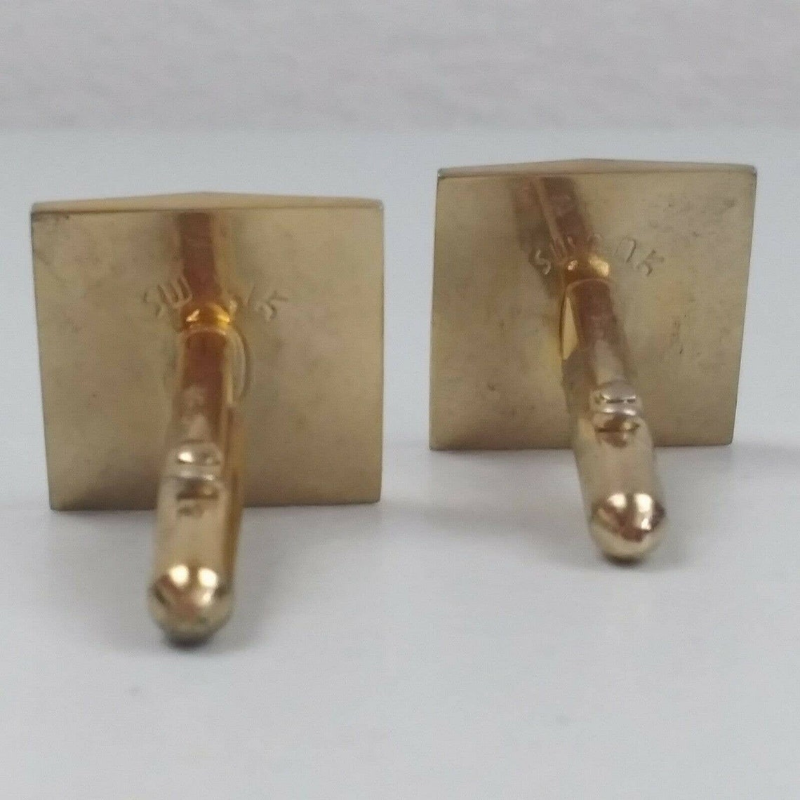 Vintage Swank Square Gold Tone Cufflinks Signed Minimalist Etsy