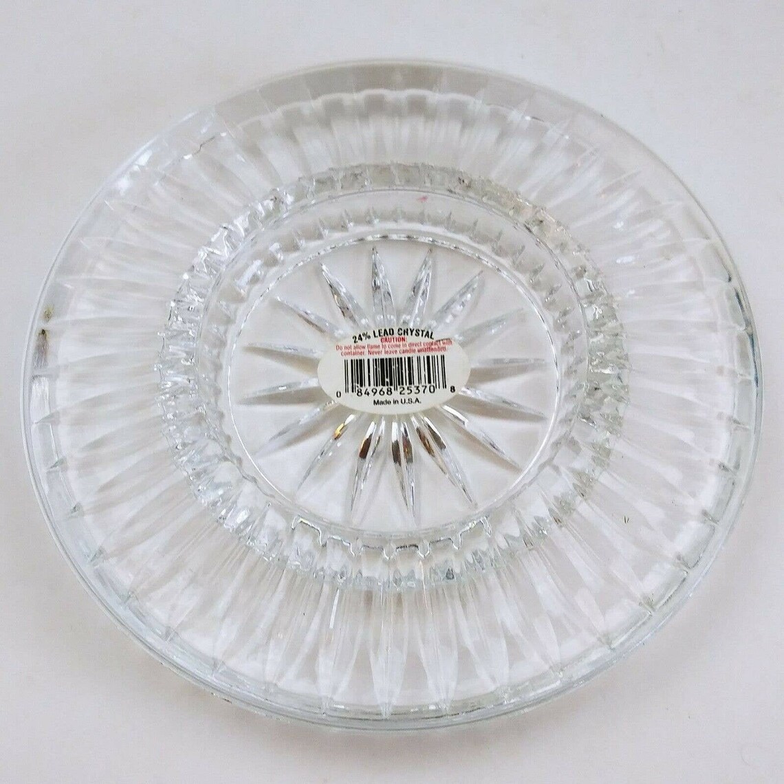 Vintage 24 Lead Crystal Ash Tray Cut Glass Round Ornate Etsy