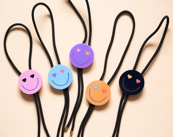 Smiley Face Bolo Tie, Modern, Colourful, Cowgirl, Cowboy, Androgynous