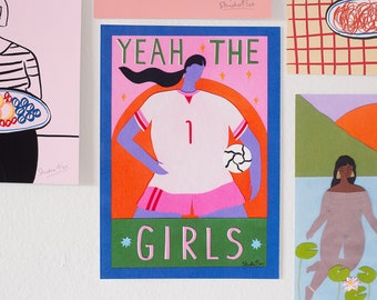 Yeah The Girls Soccer Football A5 Print - Matildas, Sport, Women
