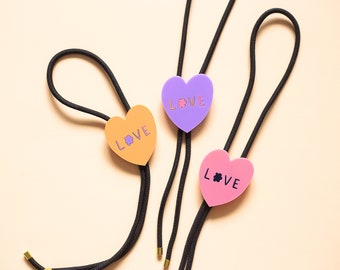 Love Heart Bolo Tie, Modern, Colourful, Cowgirl, Cowboy, Androgynous