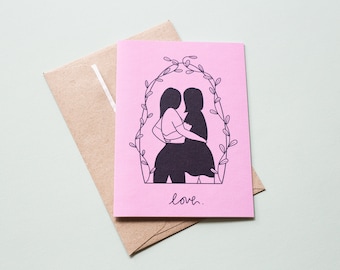 Sapphic Love Greetings Card with Envelope - 100% Recycled Paper