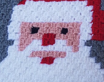 Crocheted pillow, Santa Claus motif, crocheted pillow, Christmas decoration, children's room, 35 x 30 cm