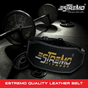Power Lifting Genuine Leather Back Support Belts, 6&quot; Wide Black for Fitness Training, Gym, & Exercise. Lift Heavier Now Gift for Father