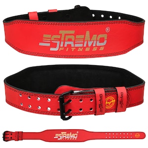Power Lifting Belts - Genuine Leather Back Support , 4&quot;Wide for Fitness Training, Gym workout Belt ,Fitness Exercise Lift Heavier Now