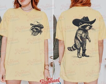 Vintage Cowboy Racoon Western Shirt, Funny Trash Panda Oversized Tshirt, Retro 90s Graphic Tee, Weirdcore Meme Clothing, Cowgirl Gift