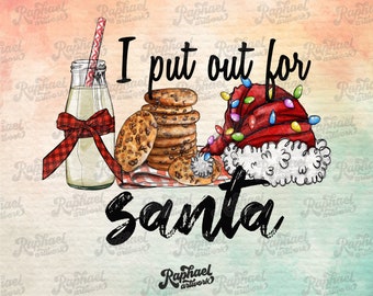 J'ai sorti pour Santa Sublimation Design PNG | Lumières de Noël | Téléchargement numérique | Art imprimable de Noël | Biscuits au Lait Chapeau de Père Noël