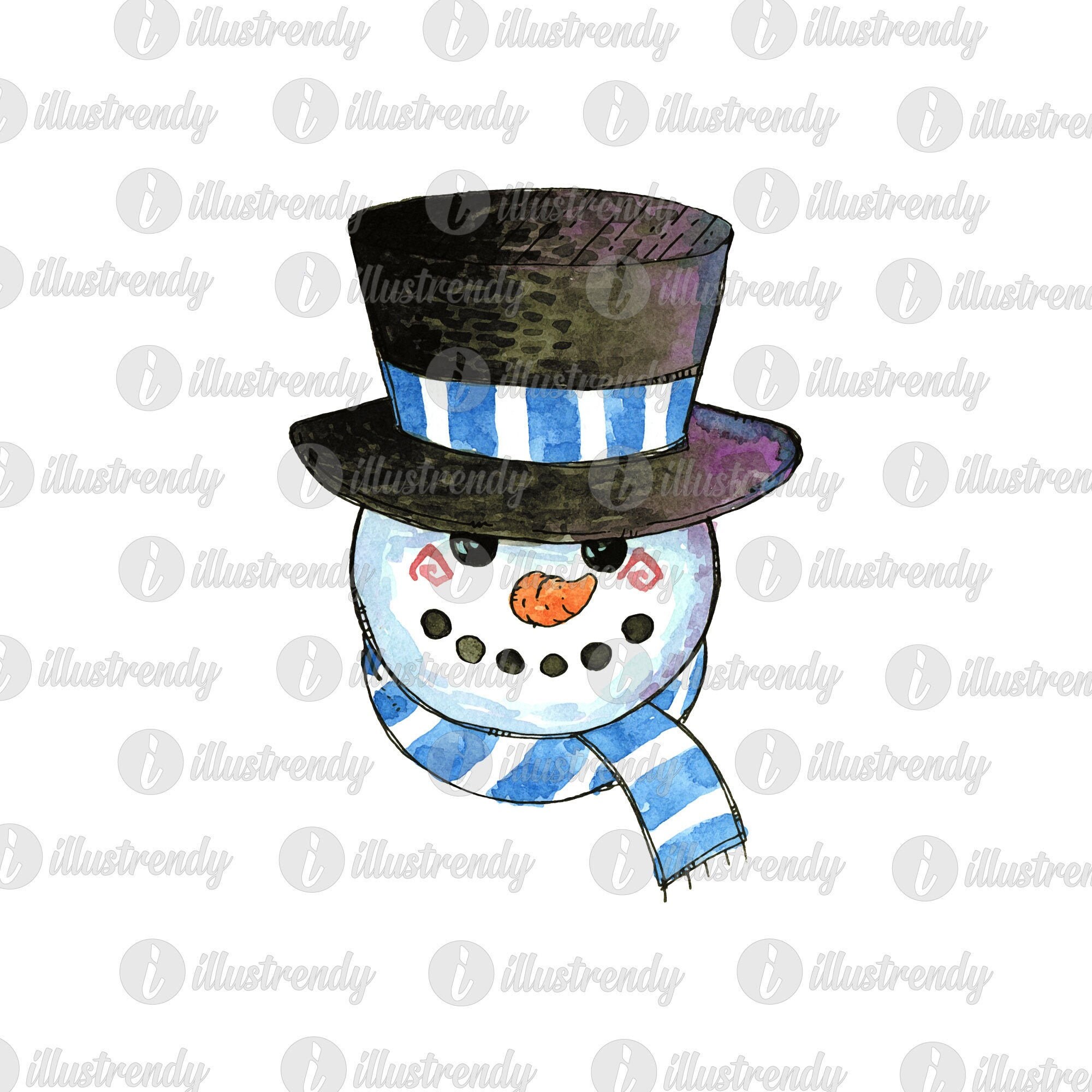 Download Snowman Sublimation Design Christmas Watercolor PNG | Etsy