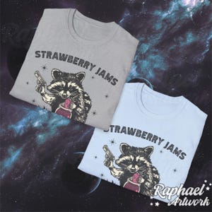 Vintage Strawberry Jams But My Glock Dont Shirt, Funny Racoon Shirt, Western Trash Panda Tshirt, Retro 90s Graphic Tee, Weirdcore Meme image 9