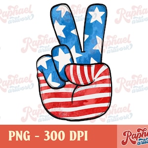 Diseño de sublimación PNG con signo de paz patriótico / Día de la Independencia de los Veteranos con bandera estadounidense / Descarga digital 4 de julio