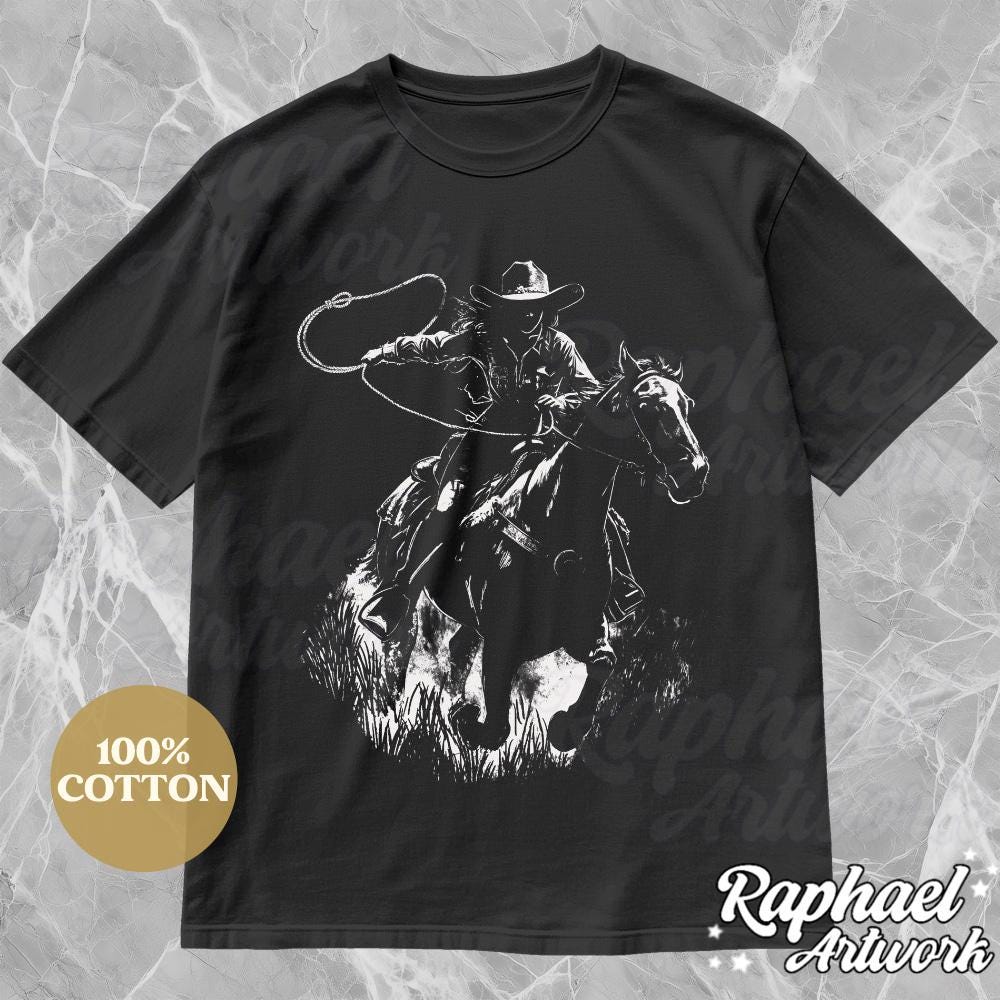 Vintage Cowgirl Riding A Horse T-shirt. Retro Cowboy Western 90s Graphic Tee. Aesthetic Rodeo Shirt. Wild West Shirt, Country Music Gift