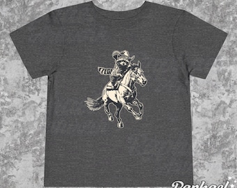 Vintage Western Cowboy Racoon Kids Tee, Funny Toddler Tshirt, Retro 90s Graphic Shirt, Weirdcore Meme Clothing, Children's T-Shirt