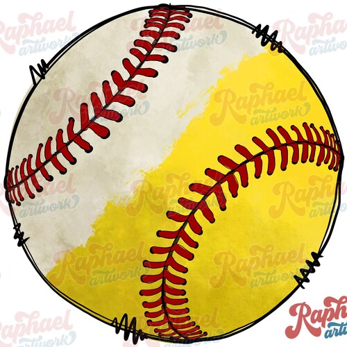 Half Baseball Softball PNG Sublimation Design Hand Drawn - Etsy