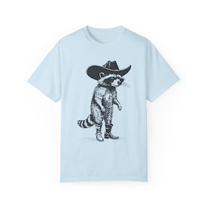 Vintage Cowboy Racoon Shirt, Funny Western Trash Panda Tshirt, Retro 90s Graphic Tee, Weirdcore Meme Clothing, Oversized Shirt Chambray