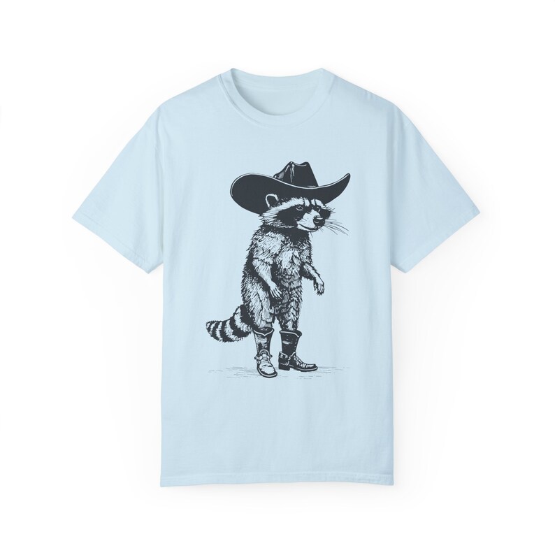 Vintage Cowboy Racoon Shirt, Funny Western Trash Panda Tshirt, Retro 90s Graphic Tee, Weirdcore Meme Clothing, Oversized Shirt Chambray