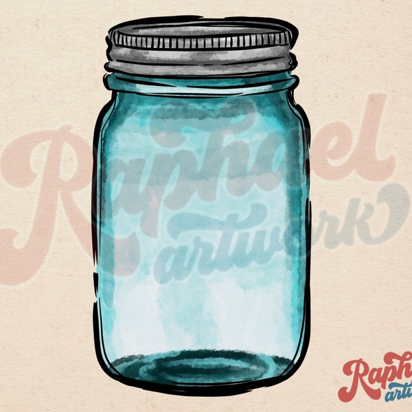 Empty Mason jar PNG Sublimation Design | Digital Download Clip Art | Watercolor | Mothers Day | Grandmother