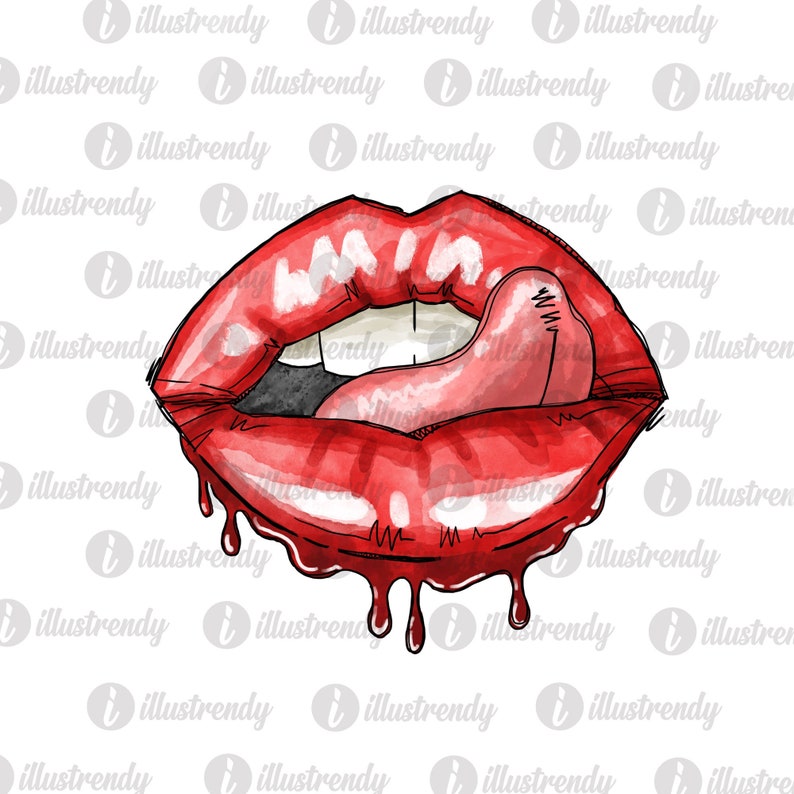 Download Sexy Dripping Red Lips Sublimation Design Watercolor Woman ...